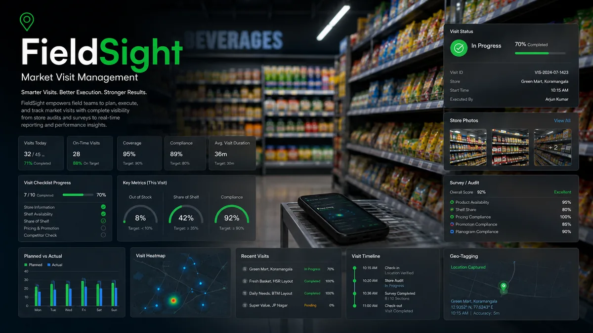 FieldSight market visit management dashboard